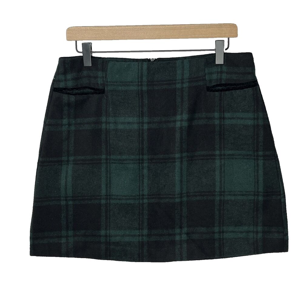 Copper Key Green Black Plaid Mini Skirt Large Tartan Academia Holiday Preppy